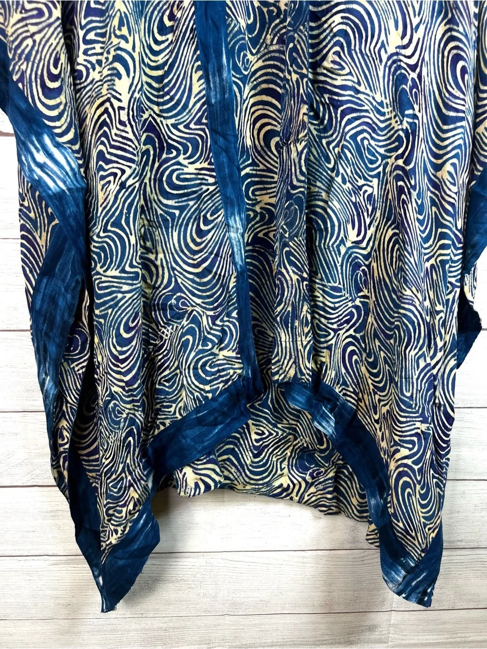 Soft Surroundings Blue Swirl Print Kimono Cardigan One Size Boho Hippie Artsy